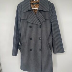 London Fog Charcoal Striped Pea Coat